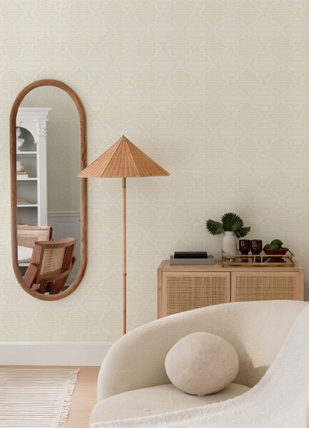 Ernest Yellow Quilted Quatrefoil Wallpaper
