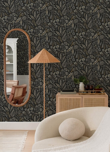 Briar Black Floral Wallpaper