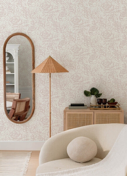 Nelda Light Pink Rose Wallpaper
