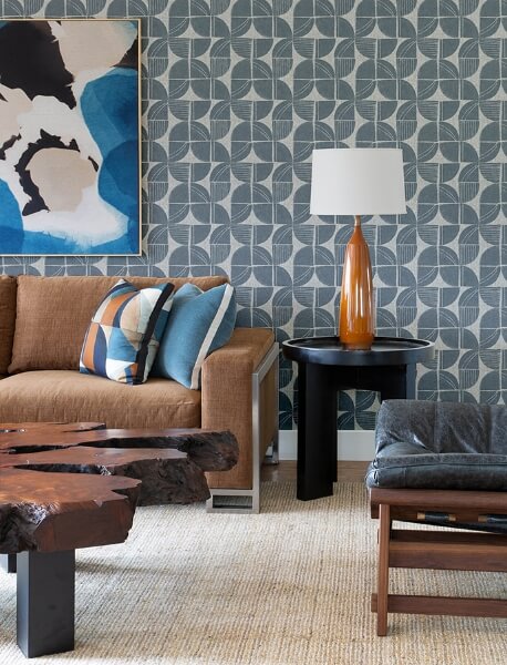 Baxter Denim Semicircle Mosaic Wallpaper