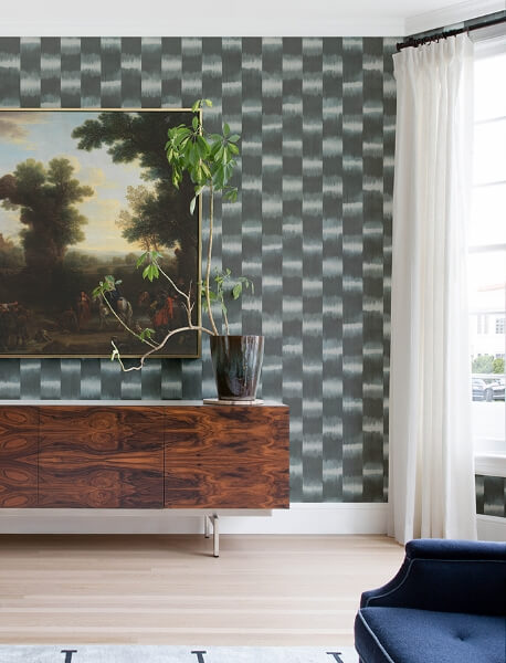 Baldwin Slate Shibori Stripe Wallpaper