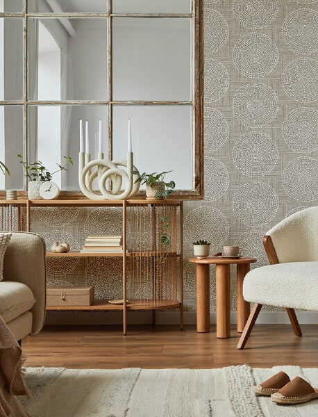 Salma Beige Medallion Wallpaper
