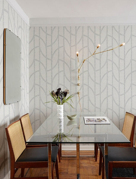Harlow Silver Curved Contours Wallpaper