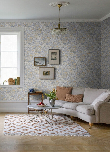 Hava Light Blue Meadow Flowers Wallpaper