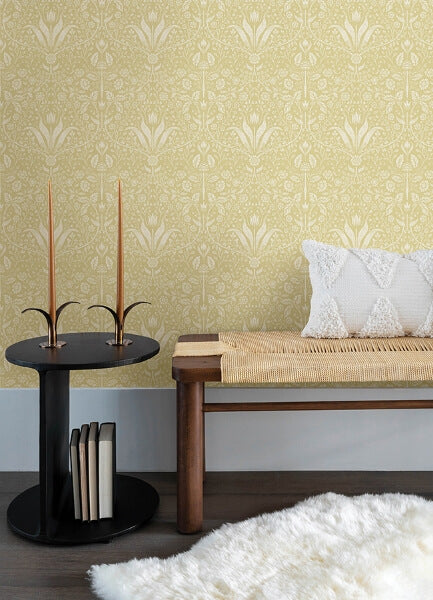 Mara Yellow Tulip Ogee Wallpaper
