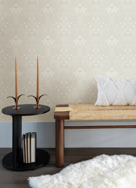 Mara Beige Tulip Ogee Wallpaper