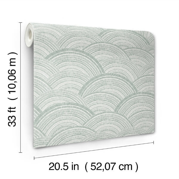 Encircle Sea Green Geometric Wallpaper