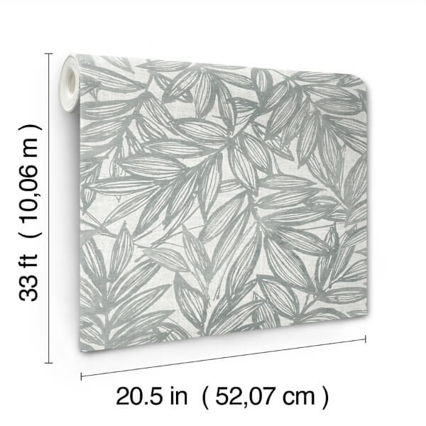 Rhythmic Grey Leaf Wallpaper