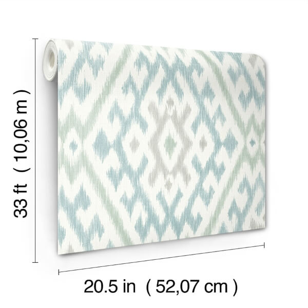 Solola Aqua Ikat Wallpaper