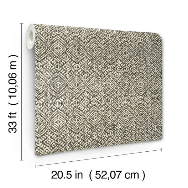 Gallivant Black Woven Geometric Wallpaper
