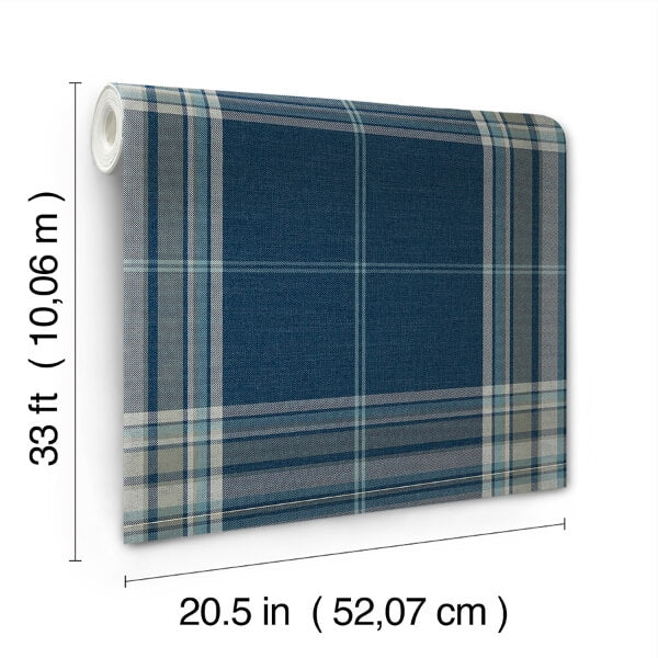 Westley Navy Plaid Wallpaper