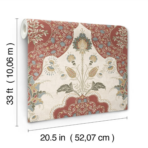 Auden Ruby Floral Grandeur Wallpaper