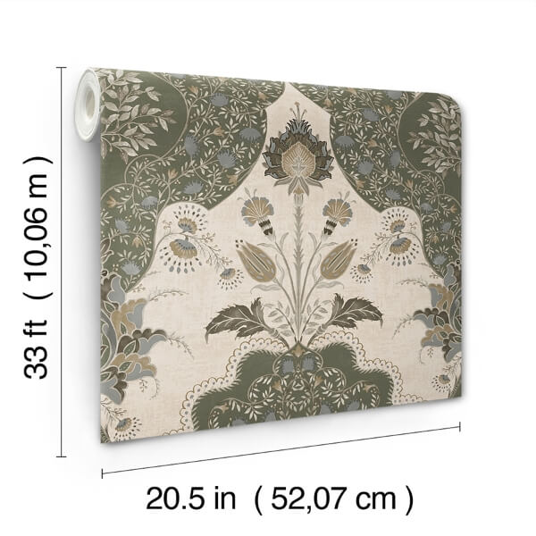 Auden Green Floral Grandeur Wallpaper