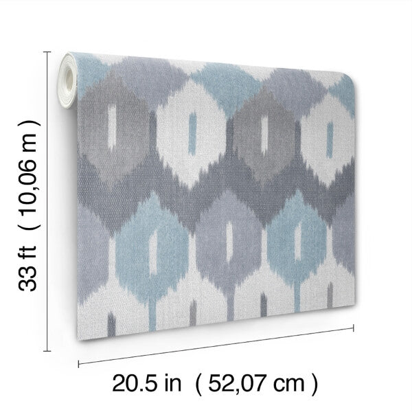 Abilene Denim Ikat Wallpaper