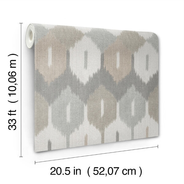 Abilene Neutral Ikat Wallpaper