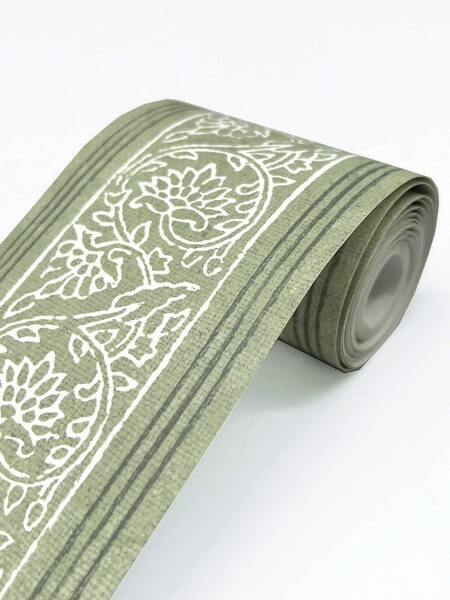 Carved Floral Green Trim Wall Border