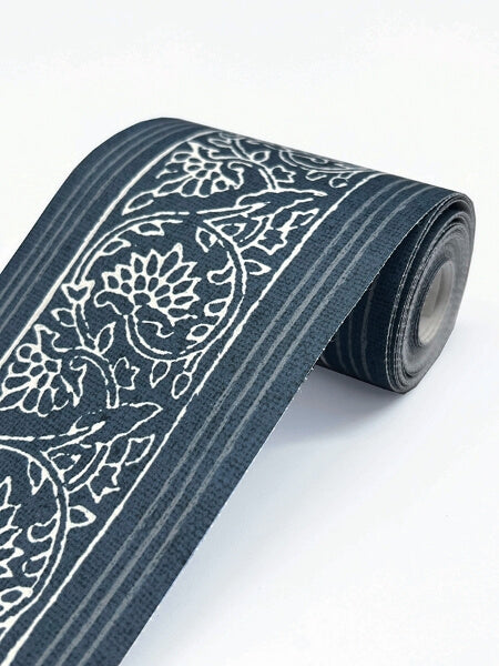 Carved Floral Blue Trim Wall Border