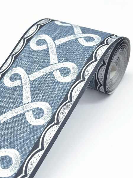 Scalloped Ribbon Blue Trim Wall Border