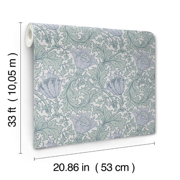 Anemone Blue Floral Trail Wallpaper