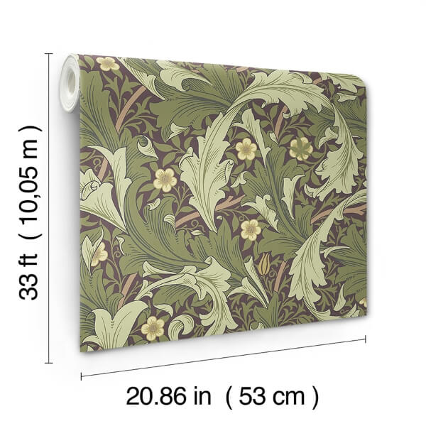 Granville Plum Leafy Vine Wallpaper