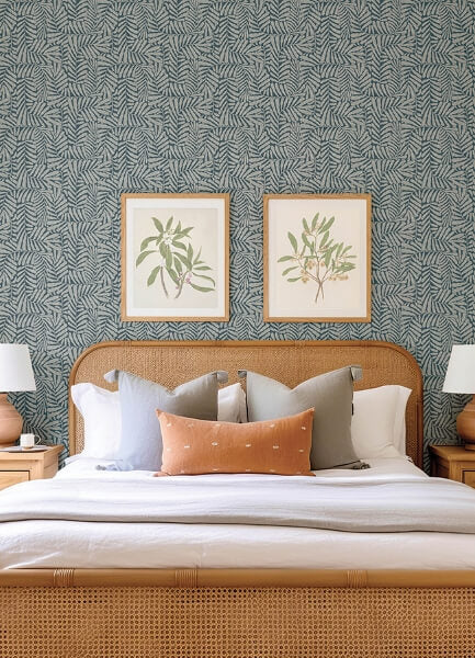 Gabriel Teal Fern Wallpaper