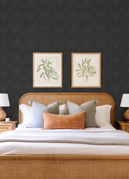 Reid Black Woven Geometric Wallpaper