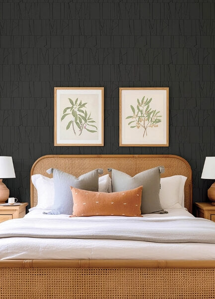 Huntington Charcoal Geometric Stripe Wallpaper