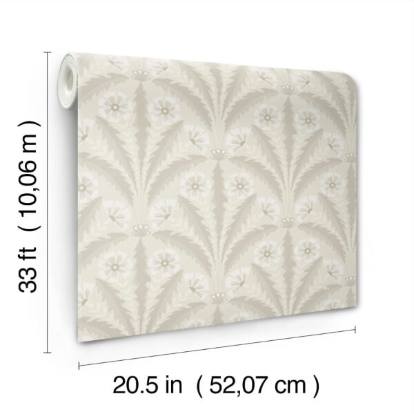 Tap Root Beige Floral Damask Wallpaper