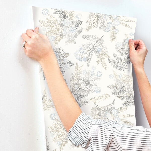Frith Light Blue Botanical Wallpaper