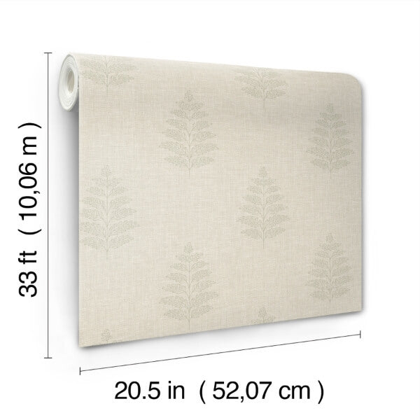 Frond Beige Leaf Wallpaper