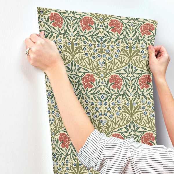 Oxford Union Green Floral Vines Wallpaper