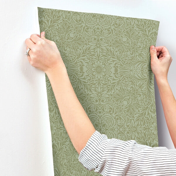 Ceiling Green Intricate Floral Wallpaper