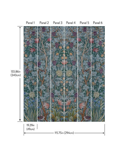 Vine Embroidery Teal Wall Mural