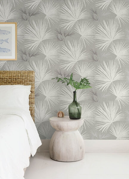 Hatteras Grey Palms Wallpaper