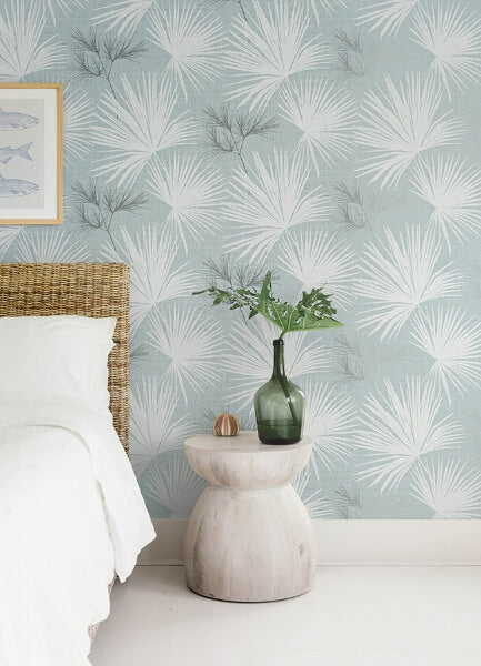 Hatteras Sky Blue Palms Wallpaper