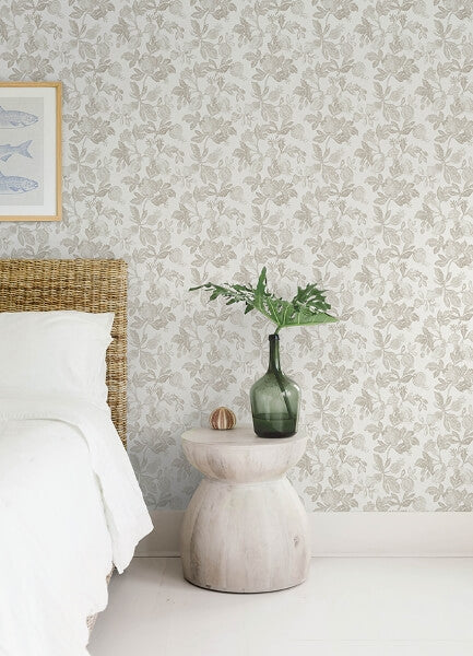 Beach Rose Neutral Floral Fruits Wallpaper