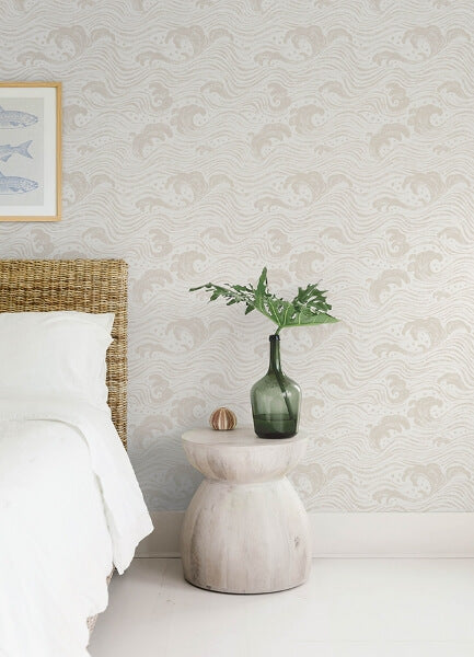 Swell Beige Ocean Wave Wallpaper