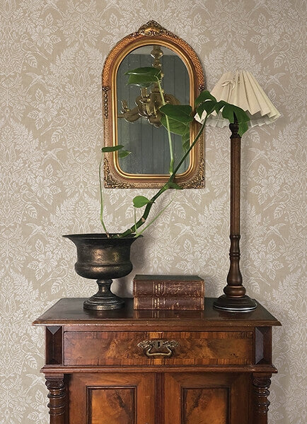 Finch Neutral Woodland Damask Wallpaper