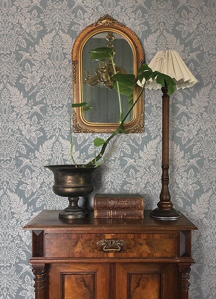 Finch Light Blue Woodland Damask Wallpaper