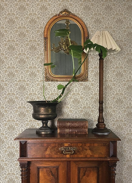 Woodbury Brown Floral Damask Wallpaper
