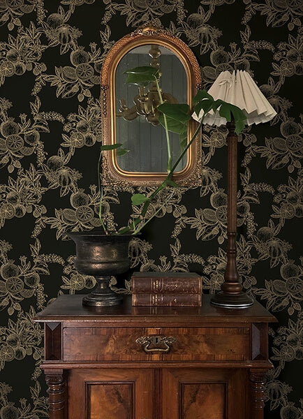 Gerty Gold Fruit Toile Wallpaper