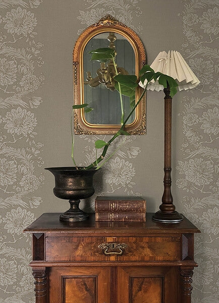 Gisela Neutral Floral Columns Wallpaper