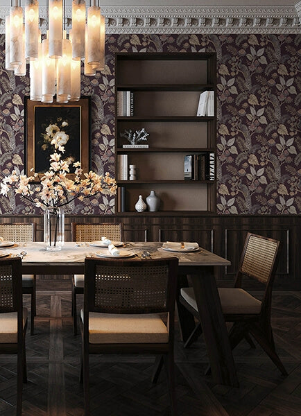 Geneva Plum Peacock Paradise Wallpaper