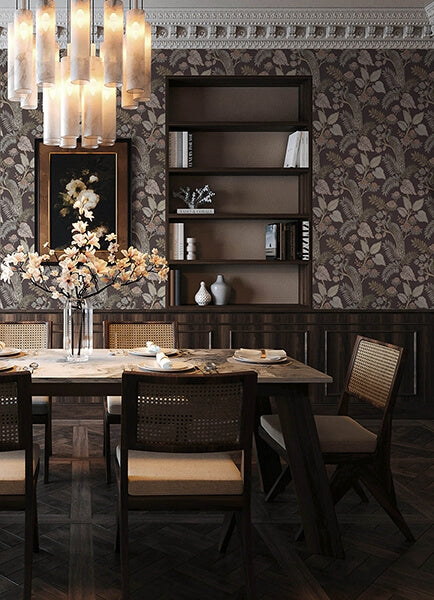 Geneva Chocolate Peacock Paradise Wallpaper