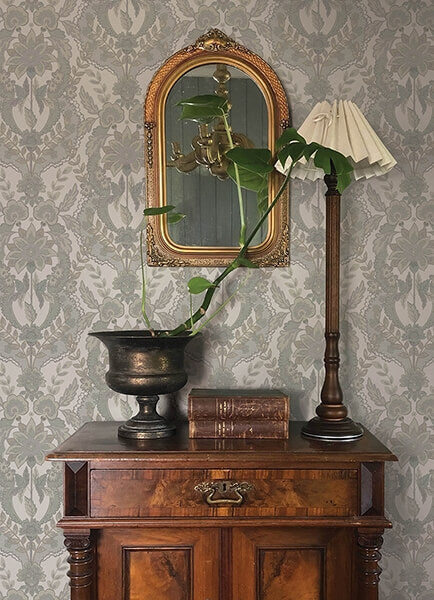 Collins Light Blue Damask Wallpaper
