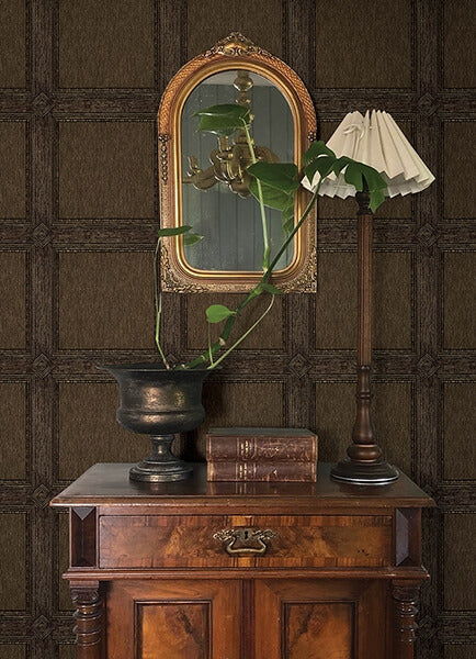 Moorland Dark Brown Wood Panel Wallpaper
