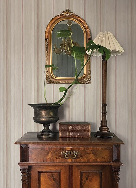 Ames Red Linen Stripe Wallpaper