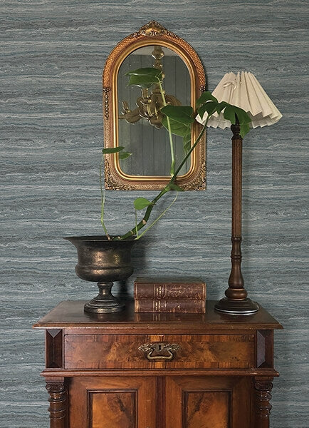 Lyman Blue Striated Wallpaper