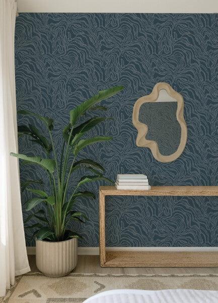 Massar Teal Modern Marbled Wallpaper