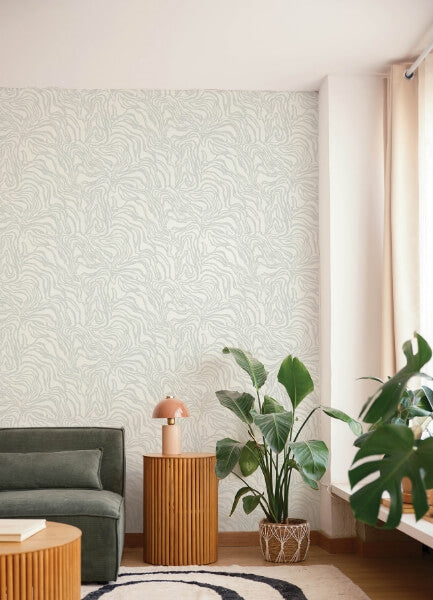 Massar Silver Modern Marbled Wallpaper